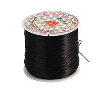 1 rotolo di filo elastico invisibile trasparente da 0,8 mm, per la creazione di gioielli, bracciali, perline, extension per capelli, 60 m, colore nero