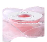 1 rotolo di nastro decorativo in chiffon con bordo perlato, in organza e chiffon, per fai da te, artigianato, confezioni regalo, 4 cm x 4,6 m, rosa