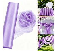 1 Rotolo di Organza Tulle Viola Trasparente, Decorazione per Cerimonia di Matrimonio, Decorazione per Festa di Matrimonio, Tessuto per Arco di Organza per Decorazione Sedia da Matrimonio, Tovaglia da