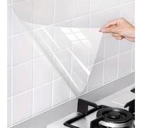 1 Rotolo di pellicola protettiva in plastica statica adesiva - Impermeabile, resistente all'olio, pellicola sottile rimovibile, adatta per cucina, piastrelle, decorazione domestica, decorazione per do