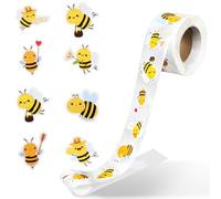 1 rotolo di simpatici adesivi a forma di ape, 500 pezzi, adesivi a forma di ape, adesivi per bambini, 8 stili a tema ape, per compleanno, baby shower, ricompensa per insegnanti e artigianato domestico