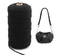 1 Rotolo Macrame Corda Cotone Nero,Corda Macrame 3mm x 200m Corda in Poliestere,Filo Macrame Natural Cordoncino,Corda Nero Macramè Filo,per decorazioni, applicazioni