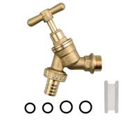 1 rubinetto da 1/2 pollici, 4 distanziatori, set per rubinetto, per esterni, in ottone, per esterni (15 mm)