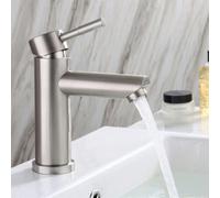 1 rubinetto moderno per bagno con maniglia singola, acciaio inossidabile 304, miscelatore doppio per acqua calda e fredda, design classico, installazione a foro singolo, adatto per lavabo e mobiletto 