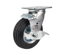 1 ruota direzionale gonfiabile pesante da 6 pollici in gomma resistente all'usura for carrello portabagagli(6-inch-A-braked)