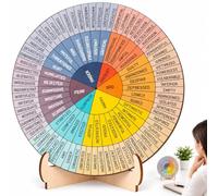 1 ruota doppia in legno con supporto, per terapia e ufficio | Design su entrambi i lati secondo la psicologia del colore, copre le emozioni fondamentali e complesse, legno lucidato
