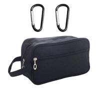 1 sacchetto da cultura da uomo con 2 fibbie a moschettone, borsa da doccia, borsa da viaggio, borsa da toilette da uomo, borsa da doccia di grande capacità (nero), Nero , 26*10*15cm, moderno