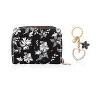 1 Sacchetto Per Carta Per Identificazione Stampata, 1 Portachiavi Di Fiori Di Perle, Borsa Per Clip Di Carta Di Stoccaggio Floreale, Portafoglio Moneta Semplice E Alla Moda.