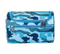 1 sacchetto pratico da toilette di grande capacità, borsa da toilette sospesa di grande capacità, multifunzionale, con gancio, molto adatto per i viaggi (blu mimetico)., Blu, moderno