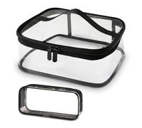 1 sacchetto trasparente da viaggio, 1 custodia opaca, borsa cosmetica trasparente, borsa cosmetica da viaggio, borsa cosmetica per oggetti, Sacchetto trasparente con bordo nero, taglia unica, moderno