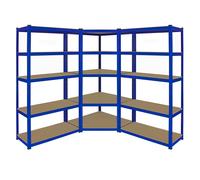 1 Scaffale ad Angolo & 2 Scaffali T-Rax in Acciaio Senza Bulloni Blu