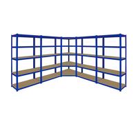 1 Scaffale ad Angolo & 4 Scaffali T-Rax in Acciaio Senza Bulloni Blu