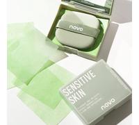 1 Scatola 100 pezzi Carta assorbente olio NOVO con specchio e cuscinetto, per studenti, controlla il sebo e offre un'estate rinfrescante, fogli opacizzanti portatili per il viso, carta assorbente, bel