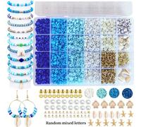 1 Scatola 24/18/15 Scomparti Kit per Realizzare Braccialetti dell'Amicizia e Gioielli Fai-da-Te, Perle Finte, Ciondoli in Argilla Polimerica a Forma di Cuore, Rosa, Lettera d'Amore, Tartaruga Marina,