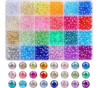 1 scatola 6mm(1400pezzi) 8mm(600pezzi) perline rotonde in acrilico trasparente AB, 24 colori assortiti casuali in plastica perline color bubble gum con foro, perline distanziatrici sfuse per bracciali