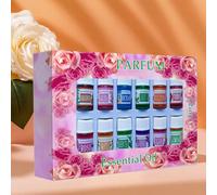 1 scatola con 12 flaconi da 3ml (0,101 fl.oz) Olio essenziale da mini fragranza, 12 profumi (Rosa, Lavanda, Fiori di ciliegio, Marino, Osmanto, Sandalo, Tè verde, Limone, Colonia, Gelsomino, Fragola),