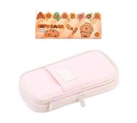 1 Scatola Di Cancelleria E 1 Adesivo Con Indice Di Capibara Dei Cartoni Animati, Articoli Di Cancelleria Carini, Astuccio Di Grande Capacità, Astuccio Espandibile