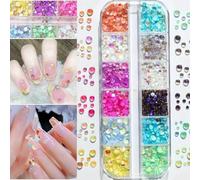 1 scatola di ciondoli per nail art a forma di lacrime di sirena arcobaleno, perline a bolle di macaron, nail art per l'estate, decorazioni per unghie in vetro semisferico Aur
