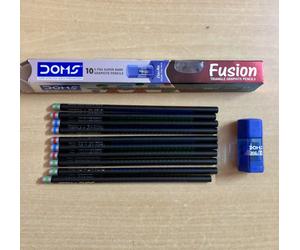 1 scatola - Doms Fusion Xtra Super Dark 10 matite e 1 gomma temperamatite