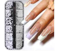 1 Scatola Flatback Perle Nail Charms, Piccole Perline In Acciaio Inossidabile Semicircolari, Ciondoli per Unghie, per Decorazione di Gioielli Fai da Te, Unghie Design