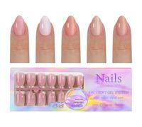 1 Scatola Nude Press On Nails French Tip Unghie Finte Breve Copertura Completa Stick On Gel Morbidi Suggerimenti Manicures Forniture