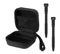 1 scatola per auricolari rigida nera con 2 organizzatori di cavi neri, auricolari, custodia per cavo dati, adatta per lo shopping, i viaggi, le attività all'aperto