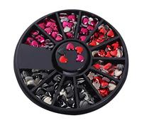 1 scatola per nail art tips metallo rivetto 3 colori misti Love Heart Shaped Decor nero economico e durevole Durability