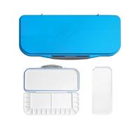 1 scatola per pallet blu, tavolozza per acquerelli e tavolozza mista, con più scomparti, coperchio portatile in plastica
