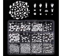 1 scatola per unghie 3D, dimensioni miste, con strass flatback