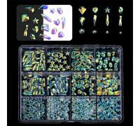 1 scatola per unghie 3D, dimensioni miste, con strass flatback per fai da te, nail art per appassionati di unghie