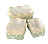 1 scatola portaoggetti pieghevole senza coperchio, scatola portaoggetti decorativa in tessuto con manici per organizzare scaffali, armadi, 36 x 26 x 16 cm, verde