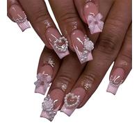 1 Scatola Punta Francese Unghie False Bara Pressa Unghie Coperte Piene Bastoncini Artificiali Con Perle Per Donna Bara Falsa Pressa Punta Francese