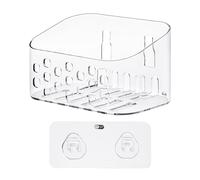 1 scatola trasparente da parete per bagno, contenitore perforato, svuotabile, da parete, per accessori da doccia, cestino da doccia di grande capacità