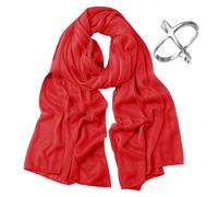 1 Sciarpa Di Seta Rossa E 1 Fibbia Di Sciarpa Di Seta, Accessori Per Il Collo Di Moda, Accessori Per La Corrispondenza Dei Vestiti, Adatti Per La Decorazione Femminile.