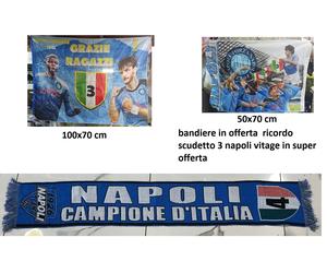 1 sciarpa forza napoli Scudetto 4 MARADONA piu 2 bandiere scudetto 3 vintage