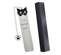 1 Segnalibro Gatto E 1 Scatola Di Imballaggio, Segnalibro In Acciaio Inossidabile, Segnalibro Inciso Creativo, Segnalibro Carino, Accessori Per La Lettura