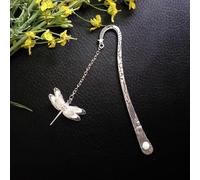 1 segnalibro in metallo con libellula argentata e piuma, segnalibro in metallo che si illumina al buio, regalo ideale per lettori, insegnanti, adulti, copertine di libri e accessori per libri