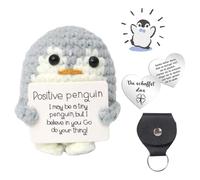 1 Série Pingouin positif Poupée tricotée avec une carte positive Avec pièce de monnaie porte-bonheur et étui Portafortuna Portafortuna Da Regalare Motivazionale Peluches positives Cadeau relaxant