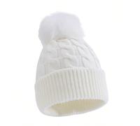 1 Set (1 Cappello + 1 Paio di Guanti) Cappello Lavorato a Maglia per Bambini con Etichetta in Pelle, Autunno/Inverno 3-8YAcrilica