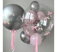 1 set - 16 pezzi, kit di palloncini a bolle da 18", decorazione con fiocchi rosa e neri, ideale per feste di compleanno, proposte, addii al celibato, decorazioni per feste di vacanza verde,rosa,Argent