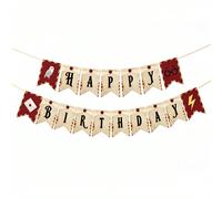 1 Set (17 pezzi) Striscione di compleanno a tema scuola di magia, decorazione di Ognissanti, ghirlanda di lettere vintage a forma di pergamena Buon Compleanno, bandierine appese con gatto mago, gufo e