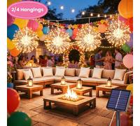 1 Set, 2/4 Pezzi Luci Solari da Esterno a Forma di Fuochi d'Artificio, 240/480 LED Luci Stringa Fatate, Adatte per Patio, Ombrellone, Grondaie, Giardino, Alberi, Tenda, Illuminazione Esterna, Decorazi
