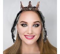 1 set / 2 pezzi accessori per capelli copricapo copricapo nero retrò per