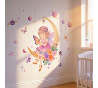 1 set/2 pezzi Adesivi murali a forma di stella per principesse per ragazze, decorazione a farfalla per camera da letto, testata del letto, parete di sfondo, decorazione murale, ideale per case in affi