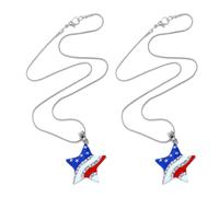 1 Set 2 Pz Independence Day Flag Strass Collane Gioielli Pentagram (