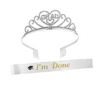 1 Set 2021 Tracolla Fascia for capelli Fascia for laureati e glitter Laurea Laurea Ragazza Tiara Forniture for feste di laurea Regali for ragazze Forniture for la celebrazione Corona bianca in raso /