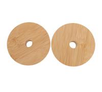 1 Set 2pcs Bamboo Mason Jar Coperchi pratici Bottiglia Cover con foro di paglia