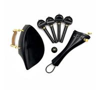 1 Set 4/4 Violino Ebano Palissandro Giuggiola Accessori in legno Parti Raccordi Tuning Pioli Mento Holder accessori per violino (Color : Ebony)