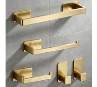 1 Set 4/5 Pezzi Organizer per Bagno in Acciaio Inossidabile, Include Portarotolo Carta Igienica, Porta Asciugamani, Gancio Multiplo, Senza Bisogno di Forare Acciaio inossidabile