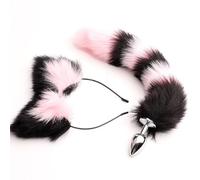 1 Set 40 cm Coda di Volpe Plug Anale Sexy Peluche Orecchie di Gatto Fasce Set Butt Plug Coda Cosplay Erotico Giocattoli Del Sesso per Le Donne Masturbazione Anale